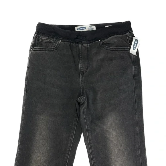 NWT Old Navy Karate Rib Knit Waist Washed Black Pull On Jeans Kids Boys XL 14-16 - Picture 2 of 14